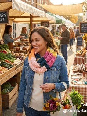Multicolor Chunky Knit Infinity Scarf -